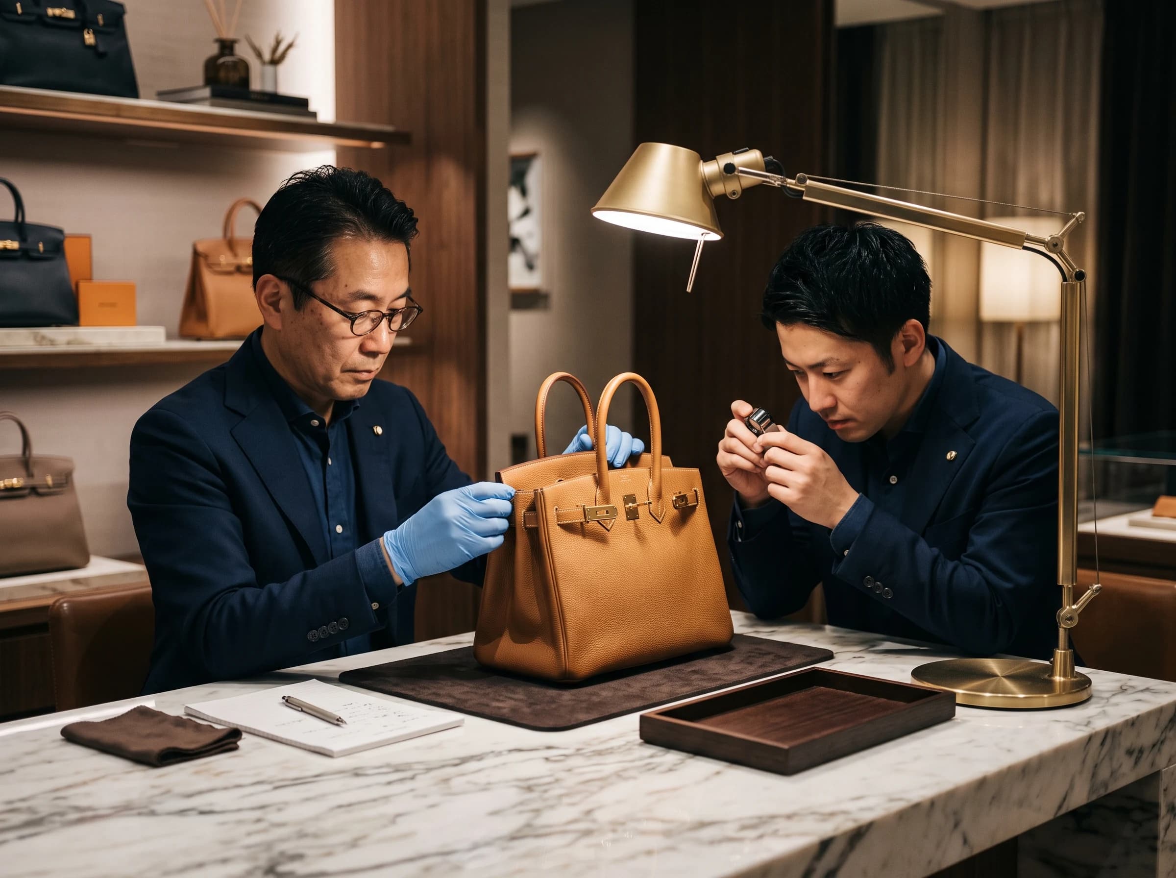 鑑定士が品物を査定しているイメージ