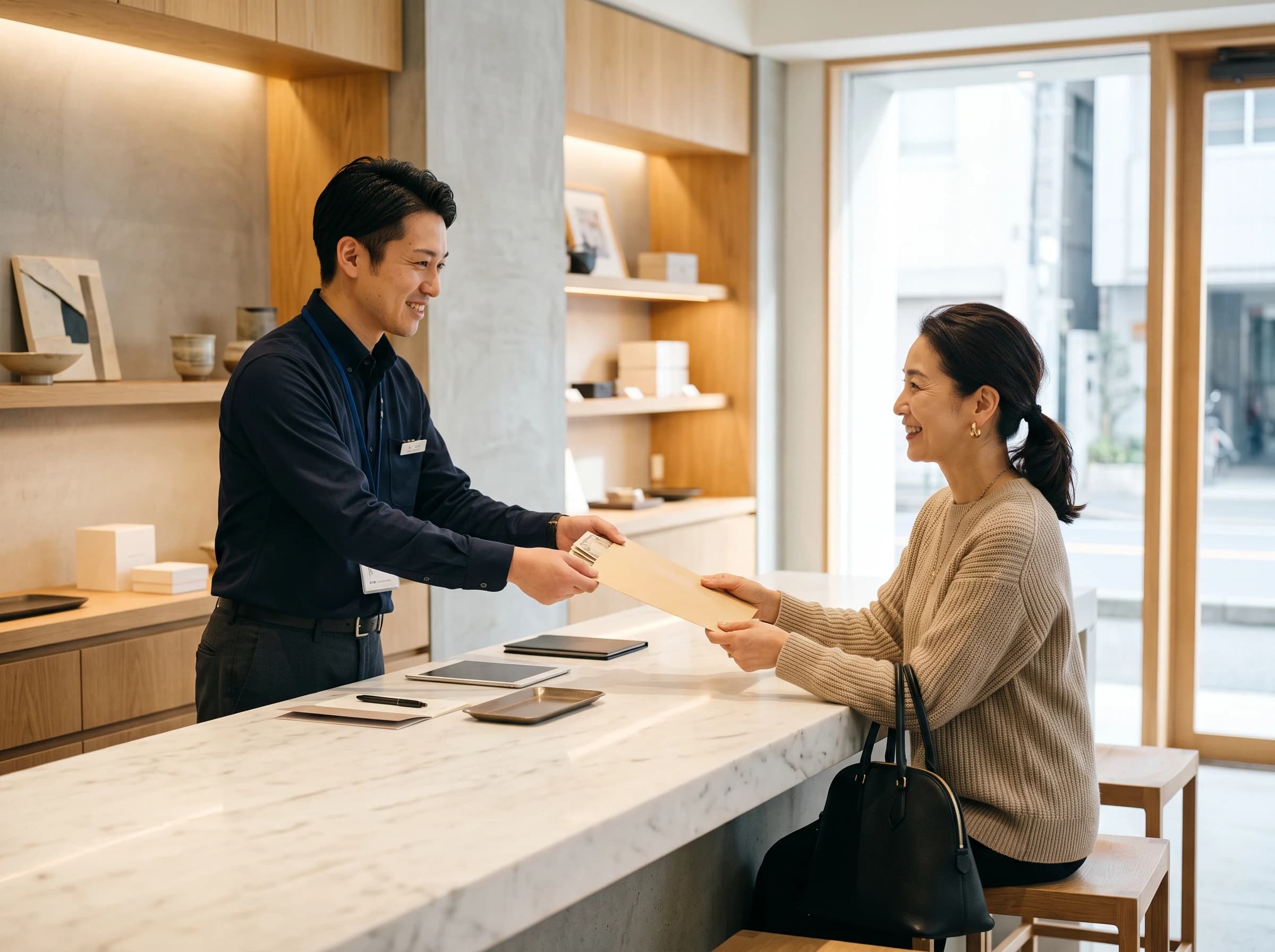 査定後に現金をお渡しするイメージ