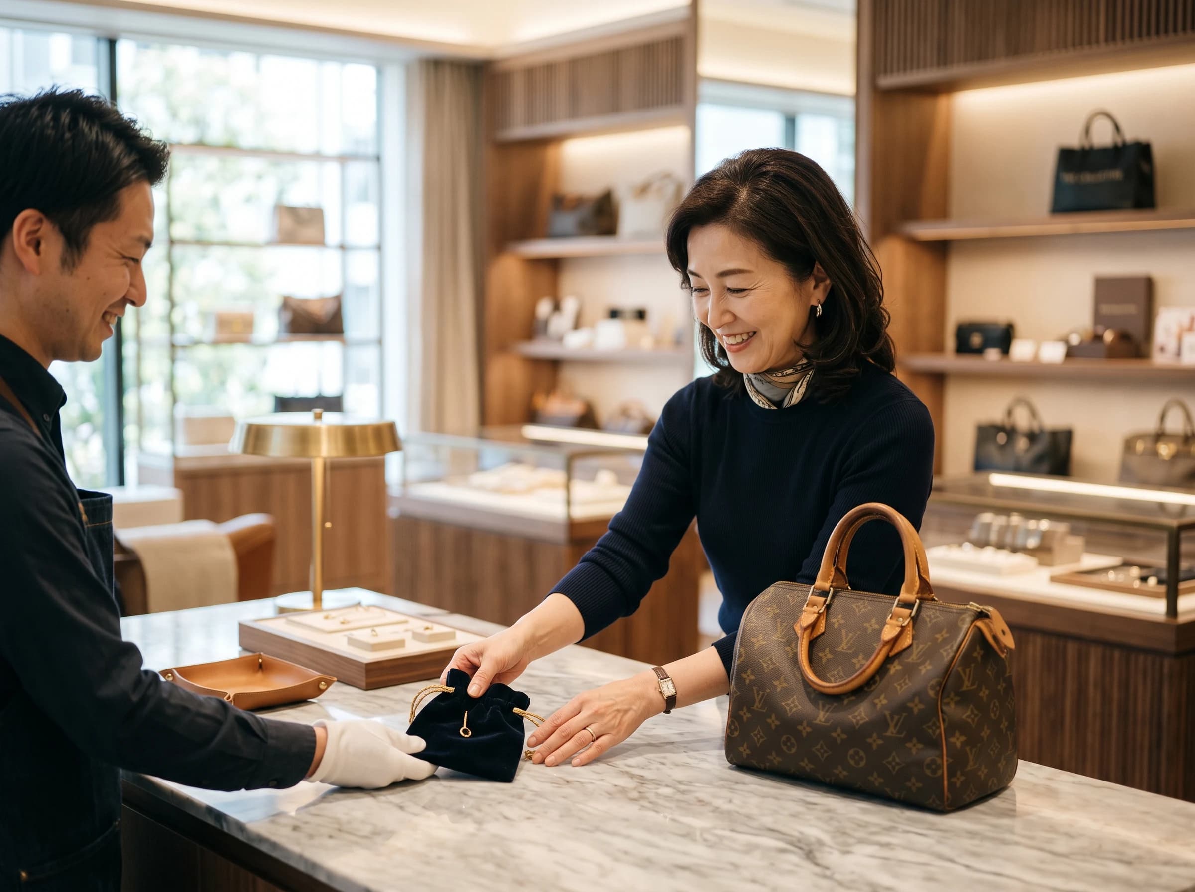 店舗へ品物を持参するイメージ
